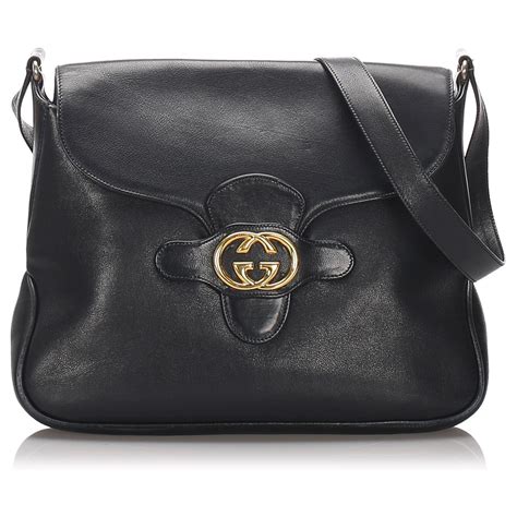 vintage gucci bag black leather